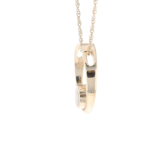 Gold Quartz Pendant Open Circle Design Round Inlay Pendant
