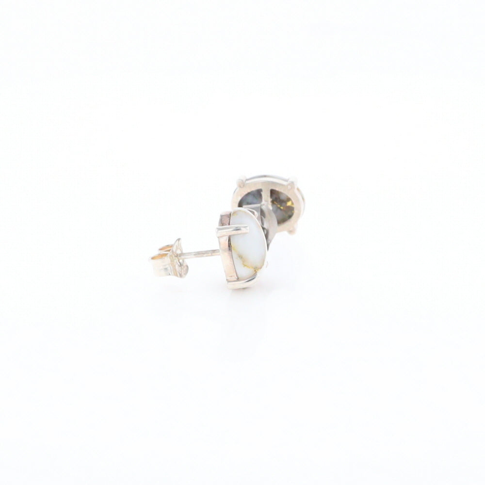 Gold Quartz Cabochon Stud Earrings