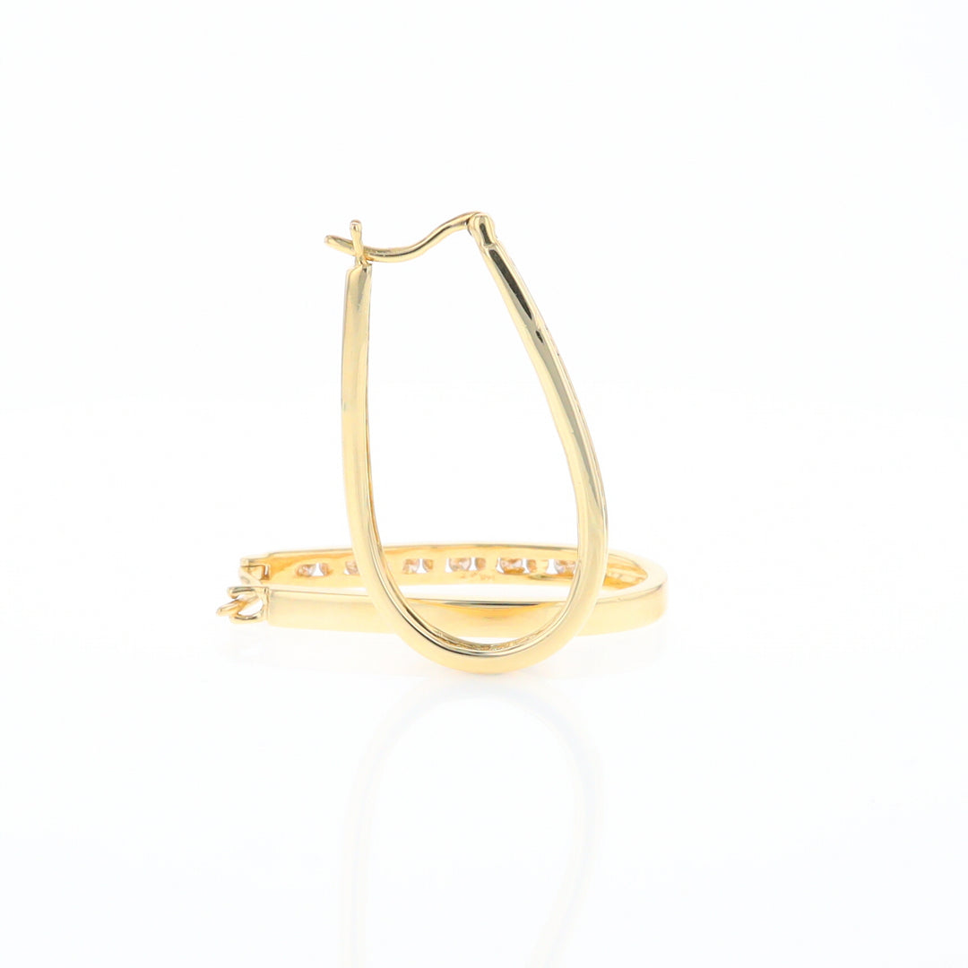 U-Shaped Channel Set Diamond Hoop Earrings