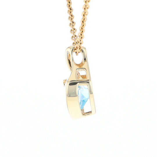 Trillion Blue Topaz Diamond Pendant