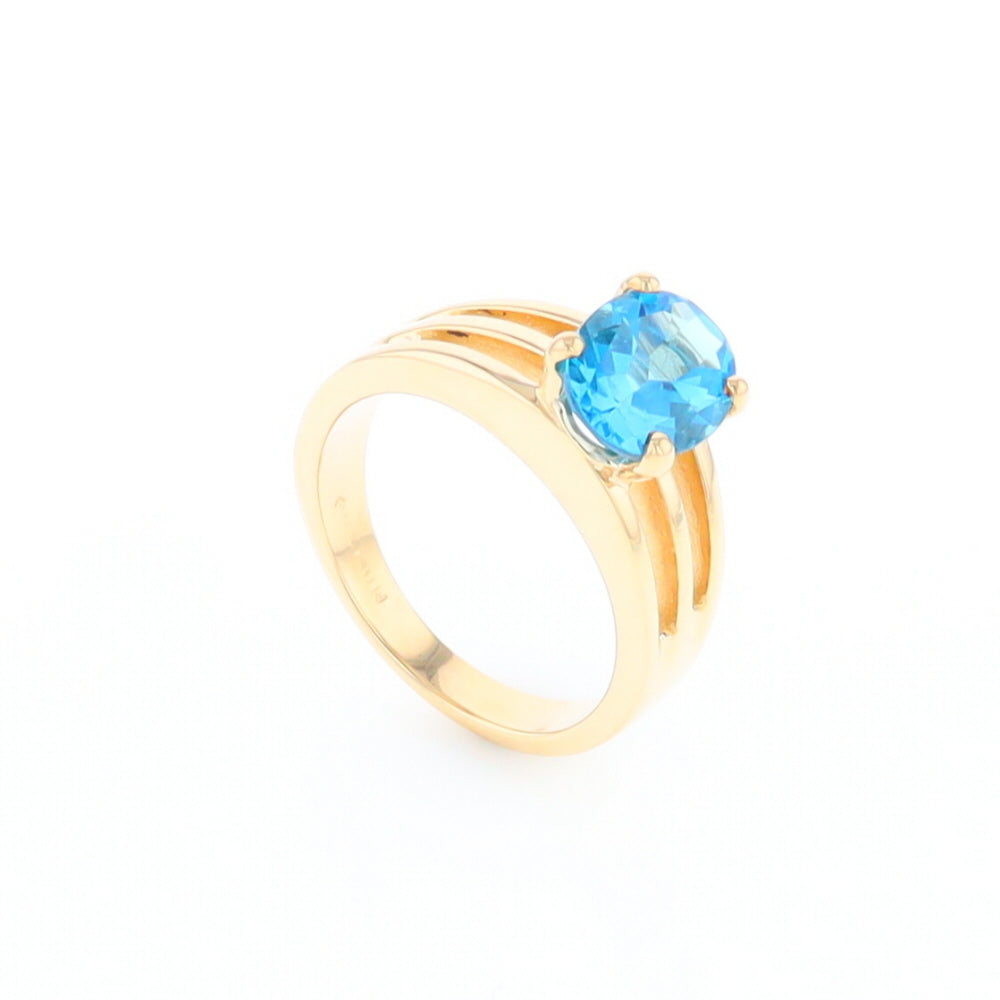 Split Shank Oval Blue Topaz Ring