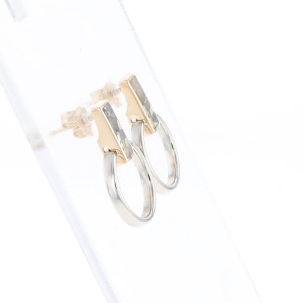 Gold Quartz Rectangle Inlaid Knocker Earrings - G2