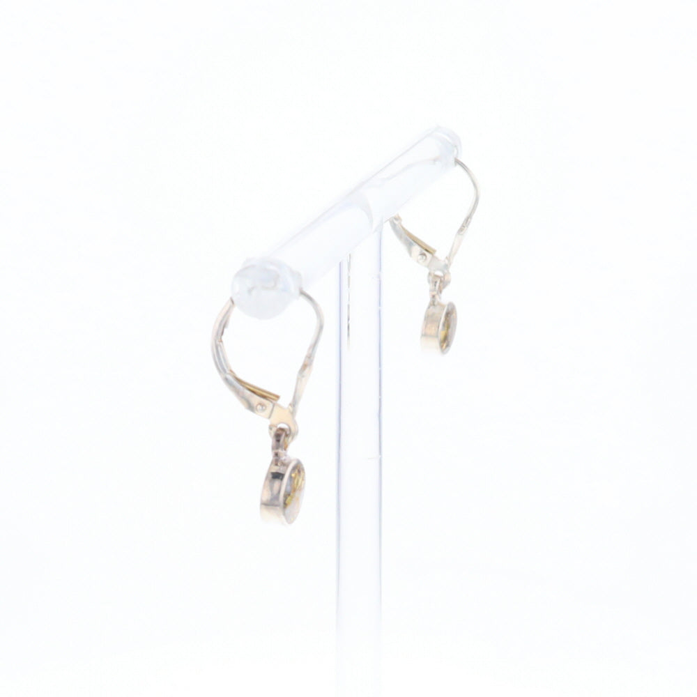 Gold Quartz Inlaid Round Bezel Earrings