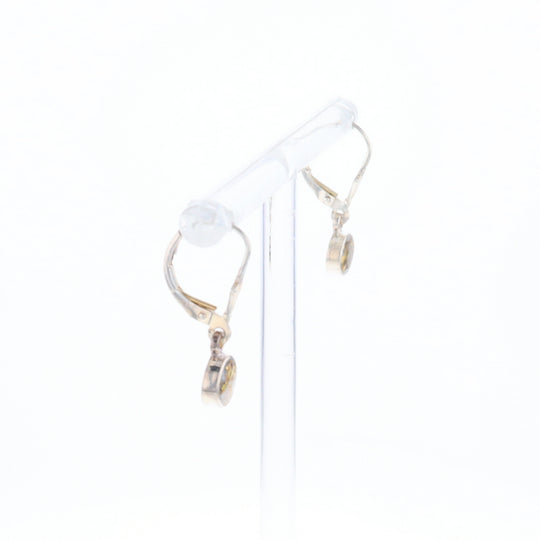 Gold Quartz Inlaid Round Bezel Earrings