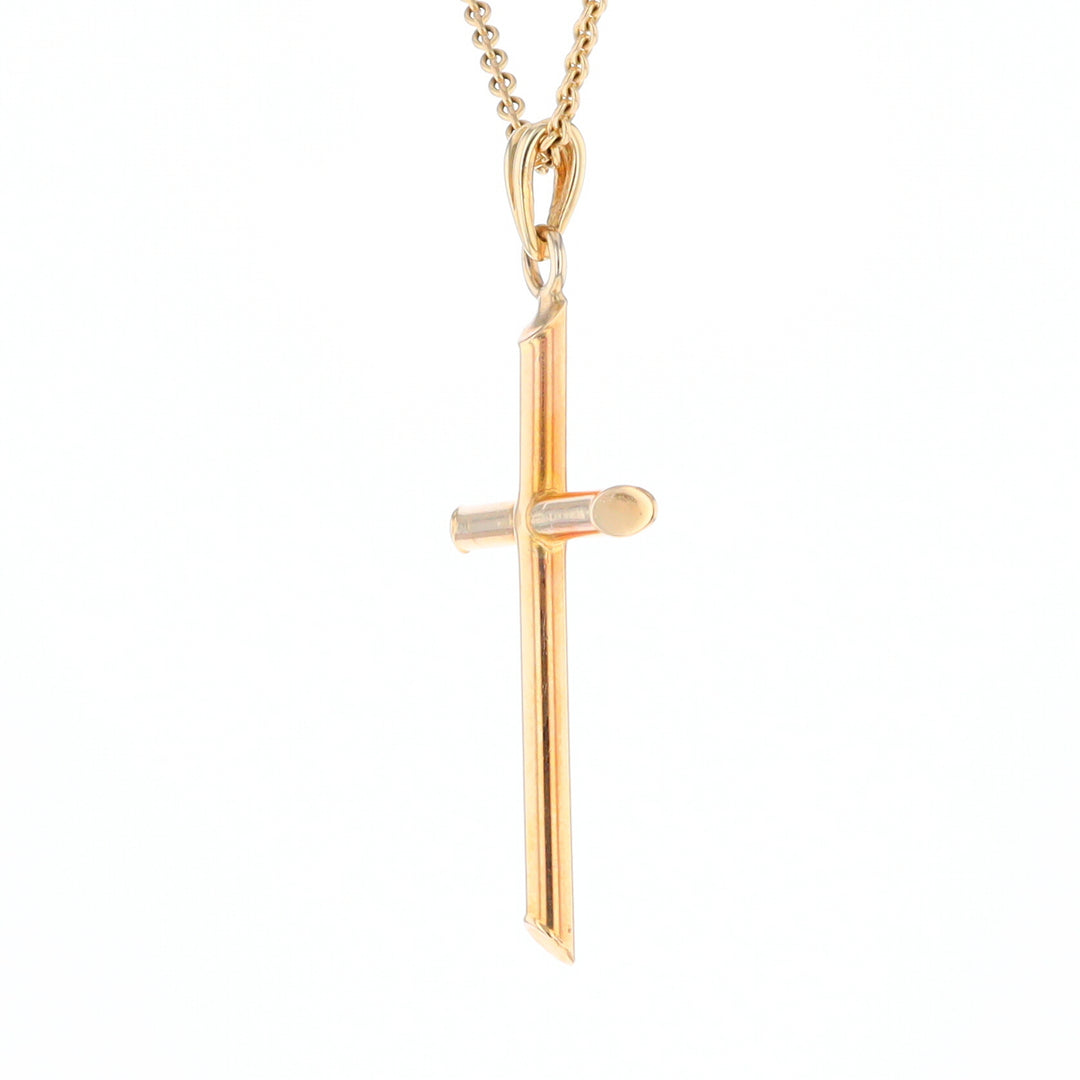 Beveled Edge Tube Cross Pendant