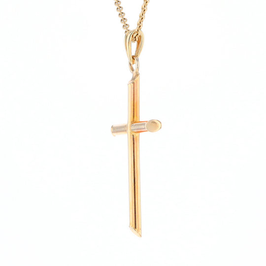 Beveled Edge Tube Cross Pendant