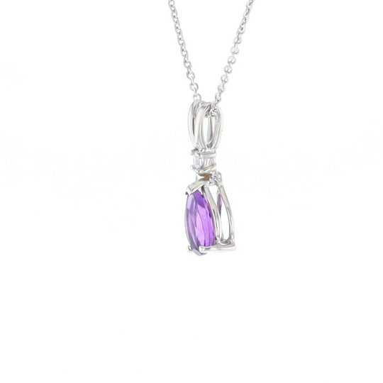 Amethyst Pear Ribbon Necklace