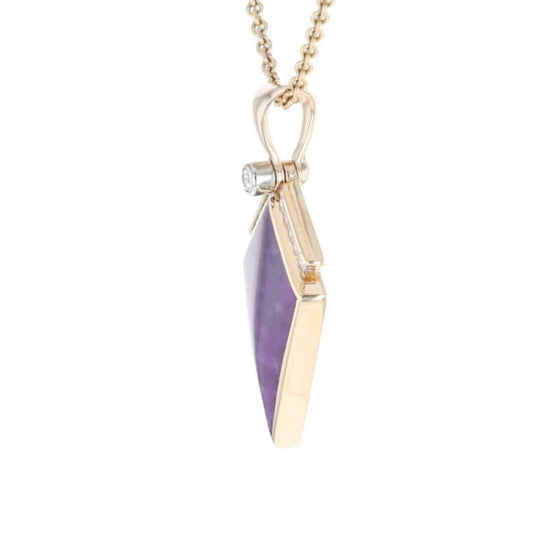 Sugilite Kite Shape Inlaid Pendant with 0.19ctw Diamonds