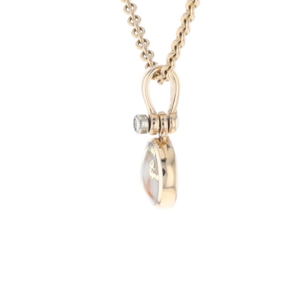 Round Gold Quartz Inlaid Pendant