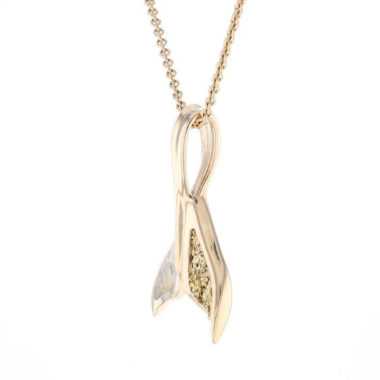 Whale Tail Necklaces Natural Gold Quartz and Nuggets Inlaid Pendant