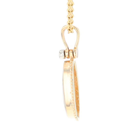 Gold Quartz Small Milgrain Oval Pendant