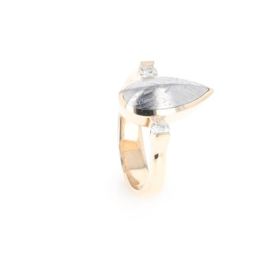 Meteorite Pear Shape Inlay Ring