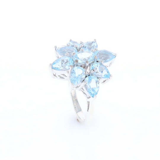 Blue Topaz Flower Ring