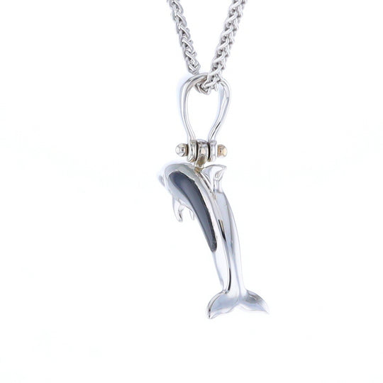 Onyx Inlaid Dolphin Pendant