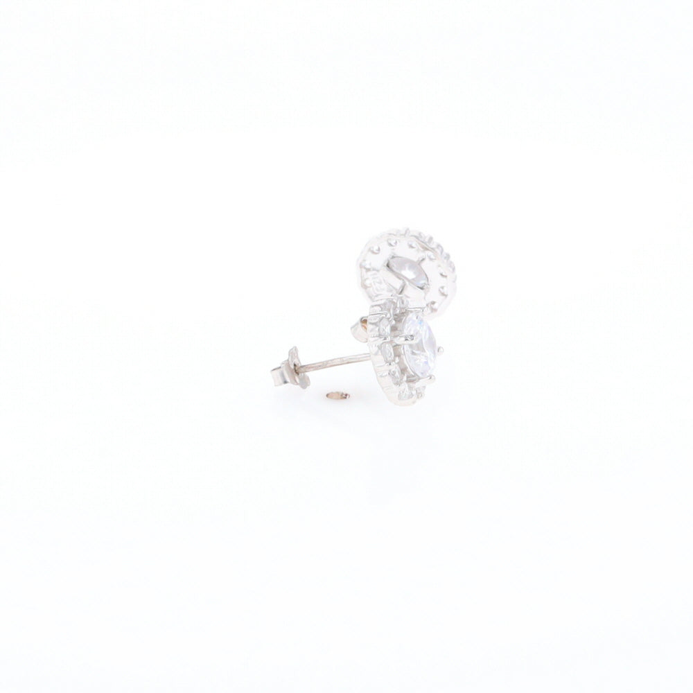 Cubic Zirconia Halo Stud Earrings