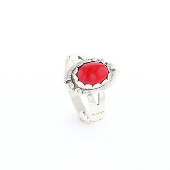 Native American Oval Coral Ring