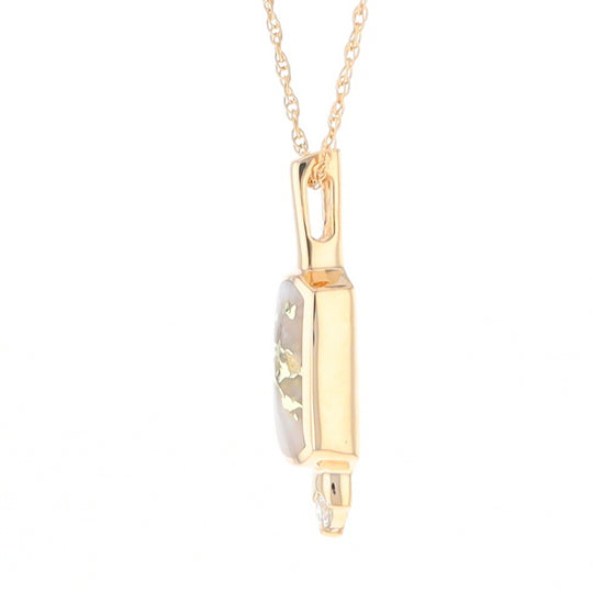 Gold Quartz Pendant with 0.04ctw Diamond Accent