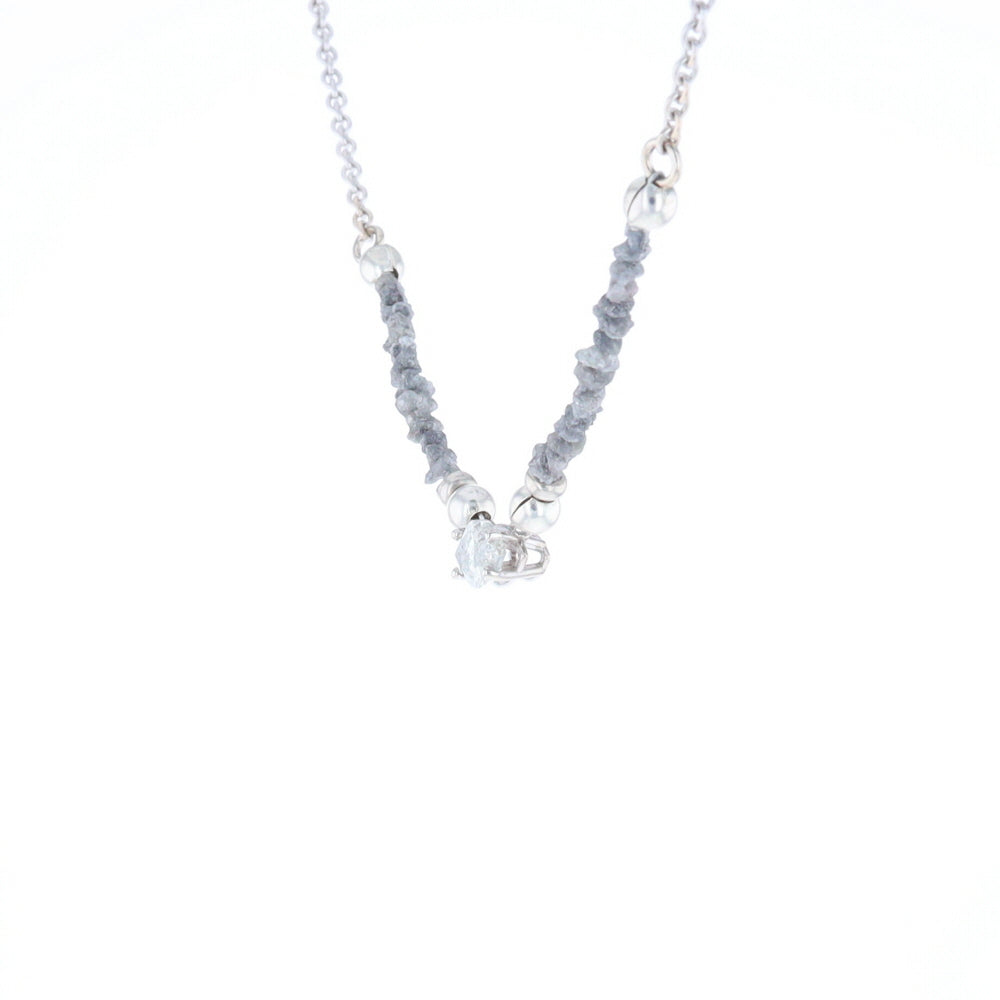 Marquise Diamond Necklace with Rough Diamond Beads