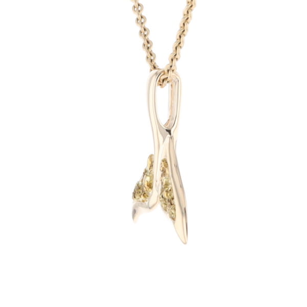 Whale Tail Natural Nuggets Double Inlaid Sea Life Pendant