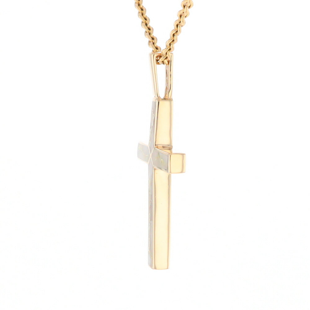 Gold Quartz Pendant 4 Section Inlaid Cross Pendant