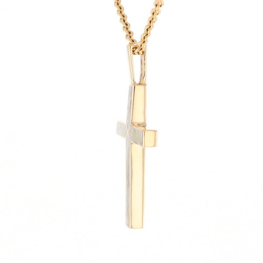 Gold Quartz Pendant 4 Section Inlaid Cross Pendant