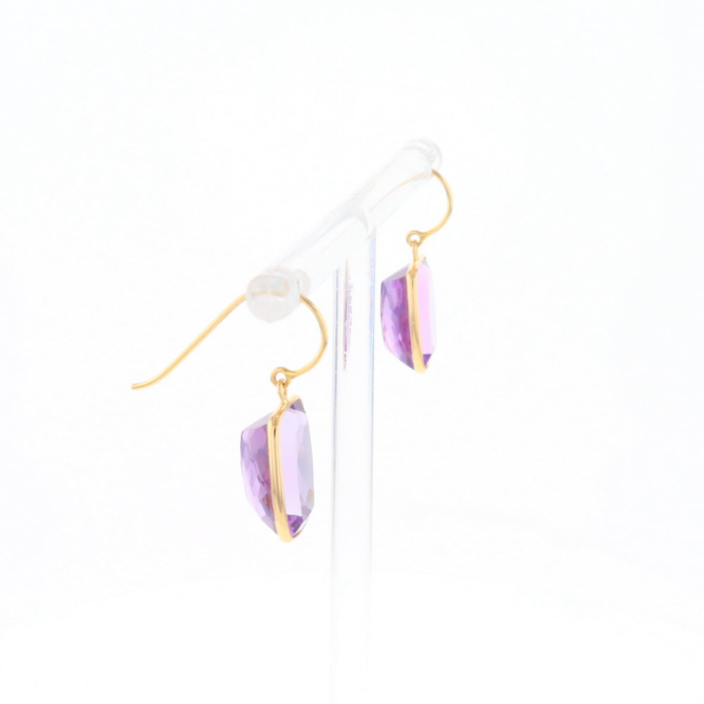 Solitaire Amethyst Dangle Earrings