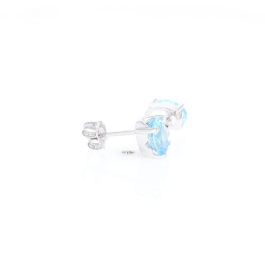 Oval Blue Topaz Stud Earrings