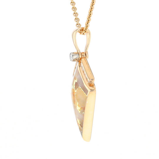 Gold Quartz Kite Shape Inlaid Pendant with 0.19ctw Diamonds (G1)