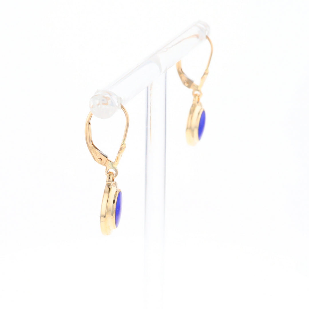 Oval Lapis Inlaid Earrings