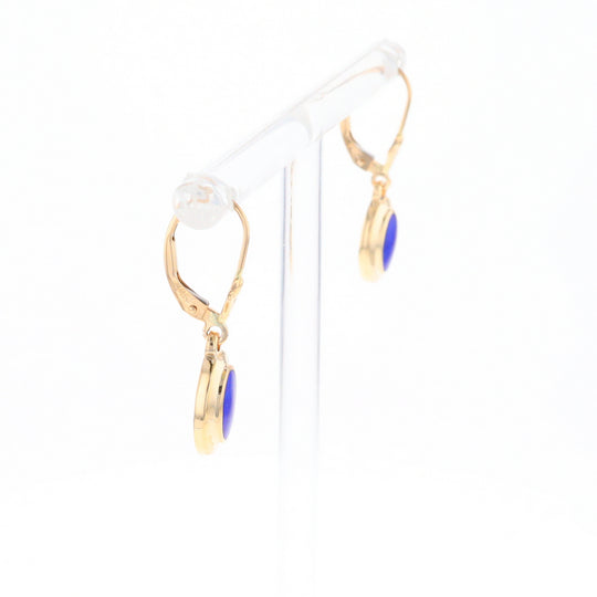 Oval Lapis Inlaid Earrings