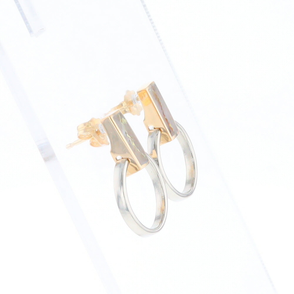 Gold Quartz Rectangle Inlaid Knocker Earrings - G2