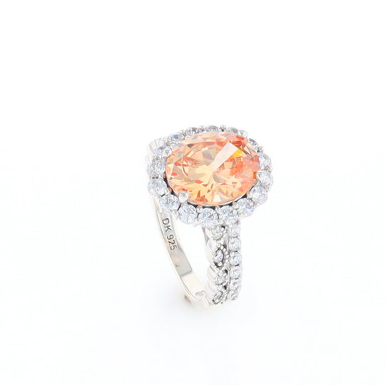 Peach Imitation Topaz Halo Ring