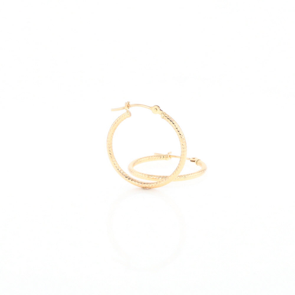 Gold Ribbed Hoop Earrings