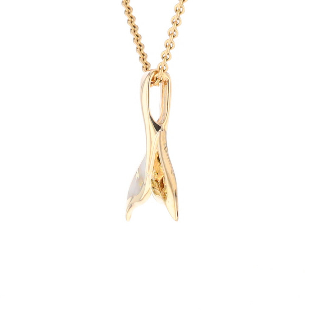 Whale Tail Necklaces Natural Gold Quartz and Nuggets Inlaid Pendant