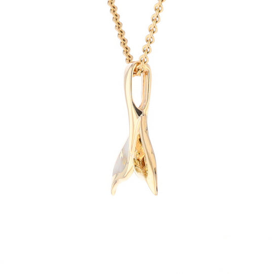 Whale Tail Necklaces Natural Gold Quartz and Nuggets Inlaid Pendant