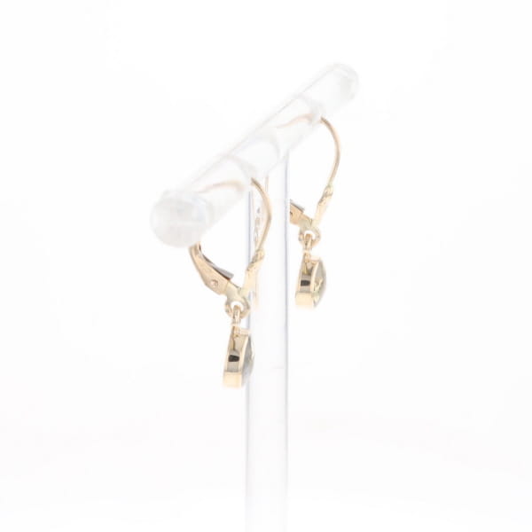 Gold Quartz Earrings Round Inlaid Design Lever Backs