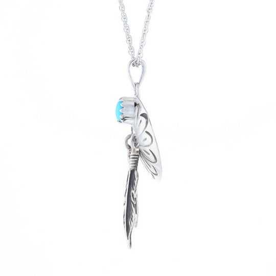 Turquoise Dream Catcher Feather Pendant