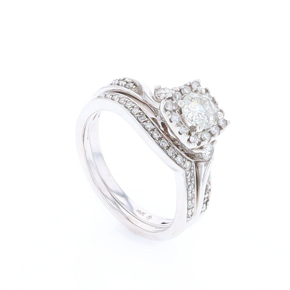 Diamond Wedding Set with Matching Shadow Band