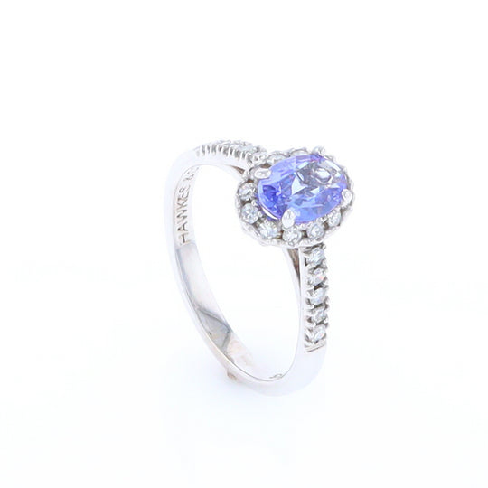 Tanzanite Diamond Halo Ring