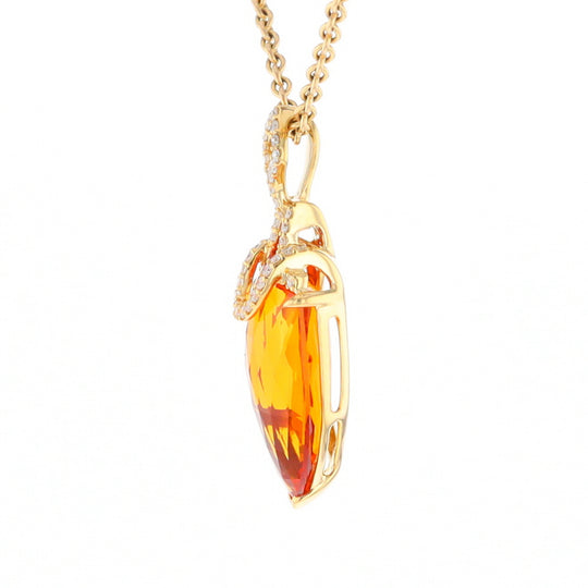 Citrine Pendant with Diamond Bail