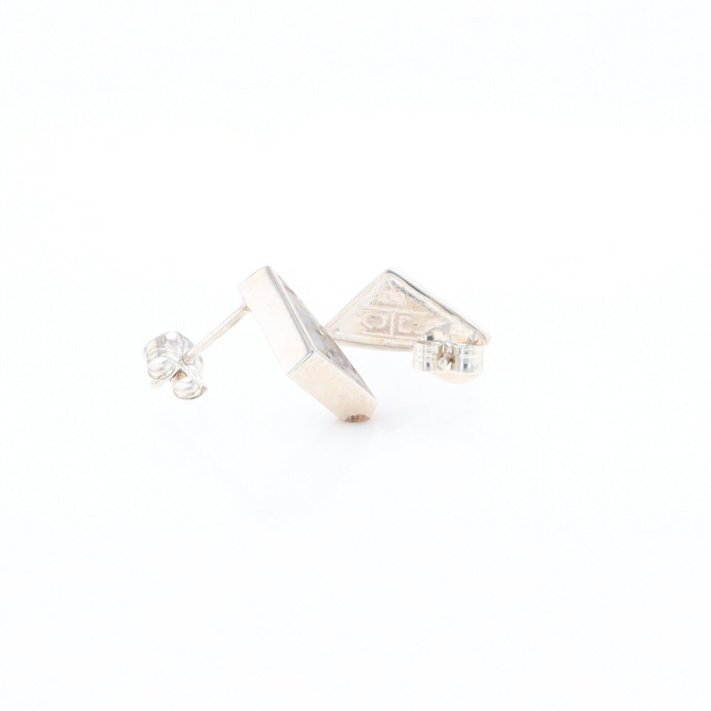 Sterling Silver Gold Quartz Inlaid Triangle Stud Earrings - G3