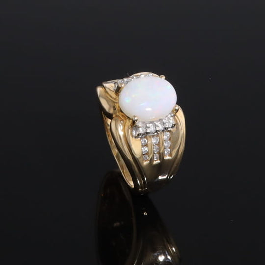 Opal Diamond Channels Ring