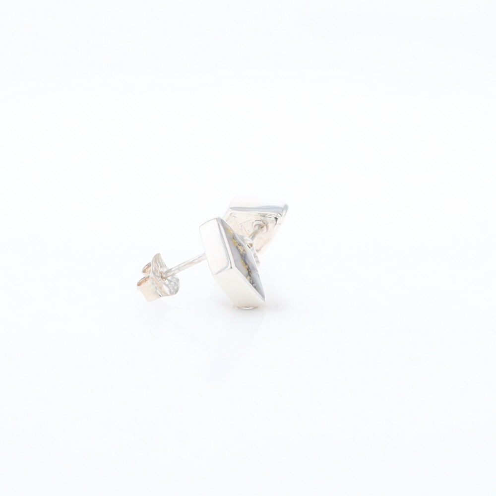 Sterling Silver Gold Quartz Inlaid Diamond Stud Earrings - G3