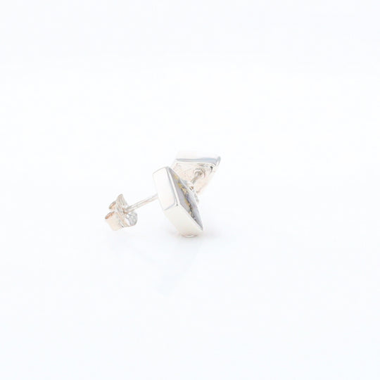 Sterling Silver Gold Quartz Inlaid Diamond Stud Earrings - G3