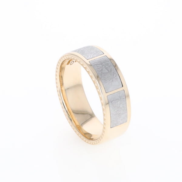 3 Section Men's Meteorite  Milgrain Topped Ring