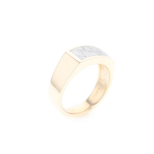 Rectangle Meteorite Inlaid Ring