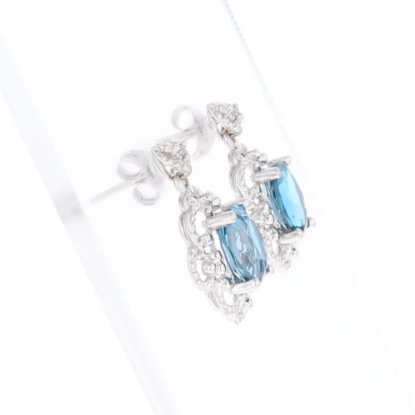 London Blue Topaz in Filigree Setting Dangle Earrings