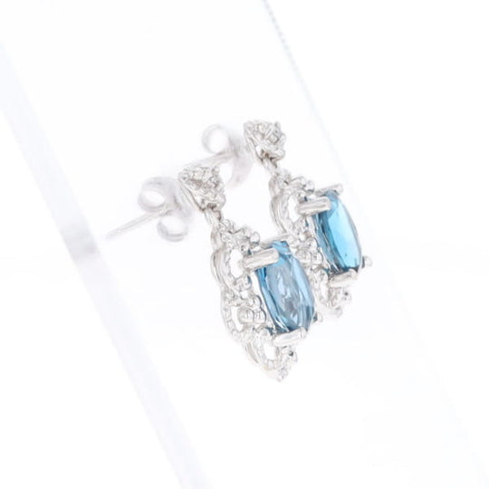 London Blue Topaz in Filigree Setting Dangle Earrings