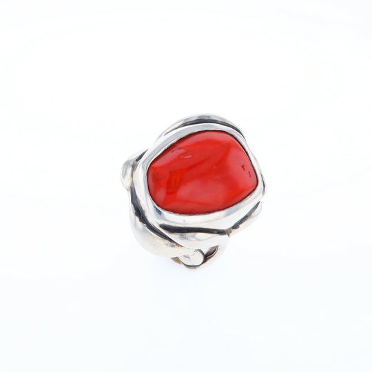 Native Oval Coral Free Form Ring