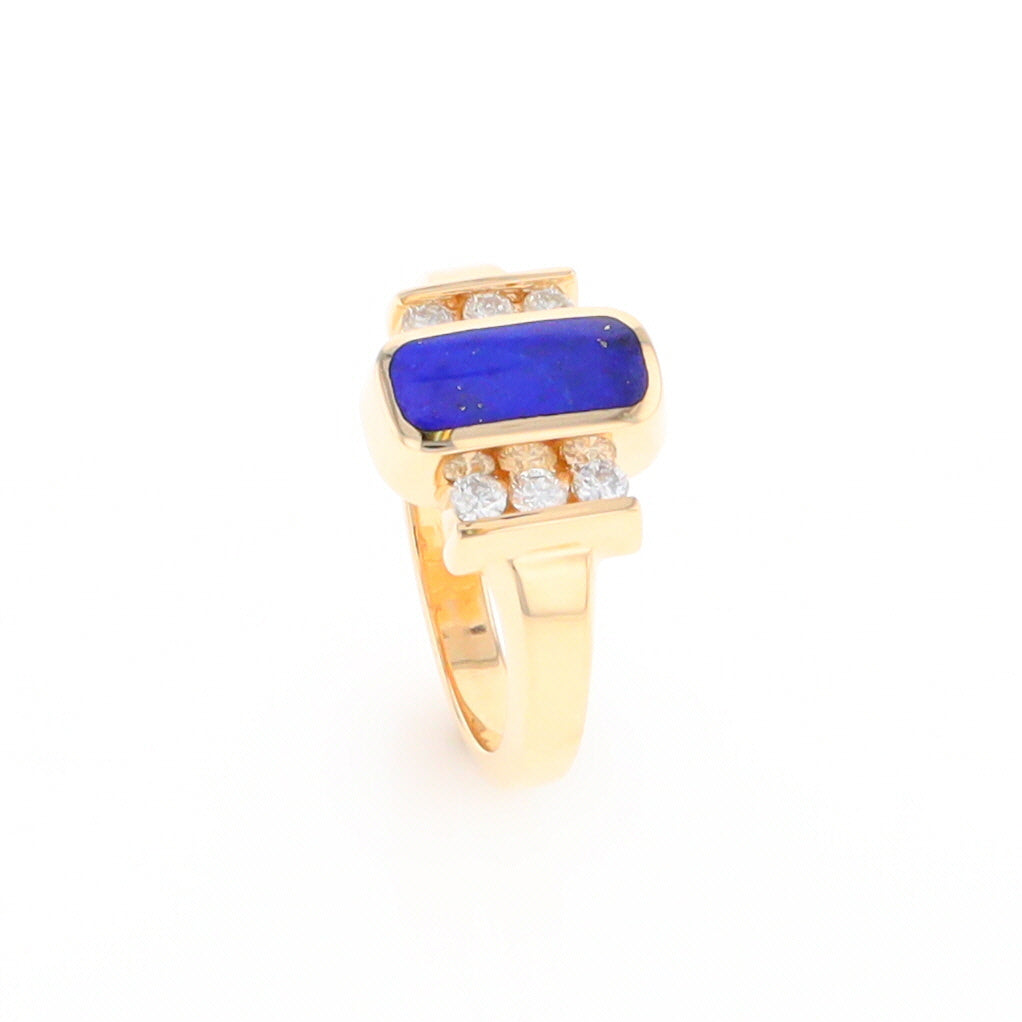 Lapis 0.24ctw Diamond Ring